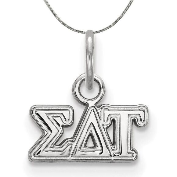 Sterling Silver Sigma Delta Tau XS (Tiny) Greek Necklace - 24 Inch - Picture 1 of 8
